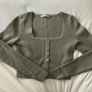 Olive Green Ribbed Sweater